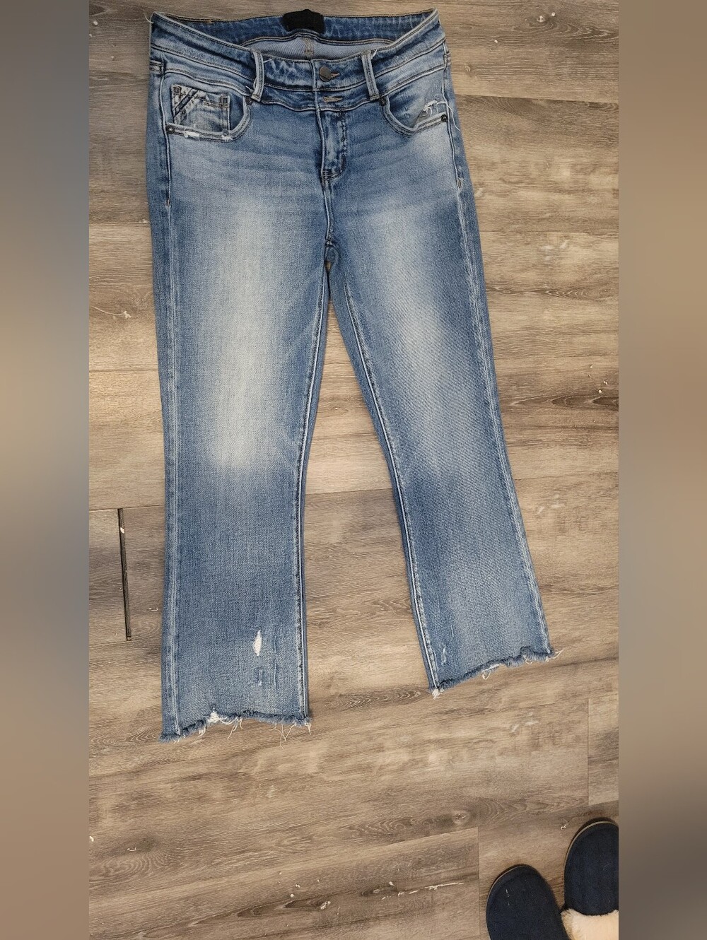 Buckle Black Light Wash Women's Flare Jeans with Raw Hem